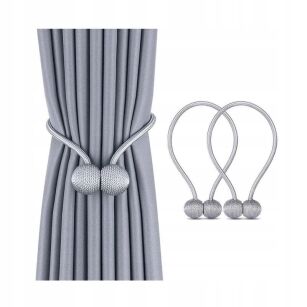 KLAMRY OZDOBNE SPINKI UPIĘCIA DO ZASŁON FIRAN NA MOCNY MAGNES MAGNETYCZNE 2SZT SZARE