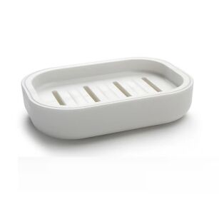 BIAŁA PLASTIKOWA MYDELNICZKA PODSTAWKA NA MYDŁO Z OCIEKACZEM Z ODPŁYWEM PODSTAWKĄ NA UMYWALKĘ WANNĘ