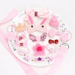 JASNY RÓŻ ZESTAW AKCESORIÓW DO WŁOSÓW FRYZUR 18 ELEMENTÓW GUMKI SPINKI OZDOBY W PUDEŁKU - 2