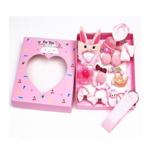 JASNY RÓŻ ZESTAW AKCESORIÓW DO WŁOSÓW FRYZUR 18 ELEMENTÓW GUMKI SPINKI OZDOBY W PUDEŁKU