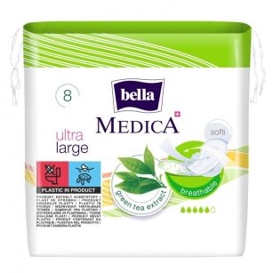 PODPASKI BELLA MEDICA ULTRA LARGE 8 SZTUK ULTRACIENKIE ANTYBAKTERYJNE Z EKSTRAKTEM Z ZIELONEJ HERBATY