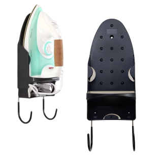 CZARNY WIESZAK UCHWYT NA ŻELAZKO DESKĘ DO PRASOWANIA PÓŁKA NA ŚCIANĘ DO SZAFY