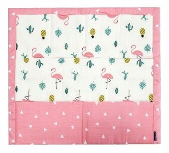 RÓŻOWY WE FLAMINGI ORGANIZER NA ŁÓŻECZKO WISZĄCY PRZYBORNIK NA PIELUCHY DO ŁÓŻECZKA Z 9 KIESZENIAMI USZTYWNIONY