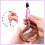 ATOMIZER PODRÓŻNY NA PERFUMY FLAKON BUTELKA FIOLKA DOZOWNIK BUTELECZKA Z ATOMIZEREM ETUI 5ML RÓŻOWY - 4