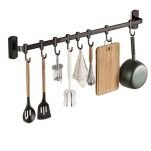 45CM RELING KUCHENNY ŁAZIENKOWY UCHWYT ŚCIENNY HACZYKI NA PRZYBORY LOFT WIESZAK Z HACZYKAMI CZARNY - 2