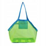 DUŻA POJEMNA TORBA PLAŻOWA TOREBKA NA PLAŻĘ PIKNIK ZABAWKI KOC RĘCZNIKI Z SIATKI AŻUROWA XXL ZIELONA - 6