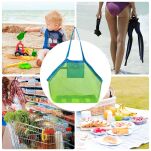 DUŻA POJEMNA TORBA PLAŻOWA TOREBKA NA PLAŻĘ PIKNIK ZABAWKI KOC RĘCZNIKI Z SIATKI AŻUROWA XXL ZIELONA - 5