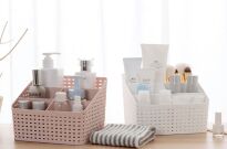 BIAŁY ORGANIZER NA KOSMETYKI NA BIURKO Z PRZEGRÓDKAMI PRZYBORNIK POJEMNIK - 5