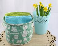 ORGANIZER POJEMNIK KOSZYK PUDEŁKO Z MATERIAŁU NA KLAMERKI KOSMETYKI DROBIAZGI USZTYWNIANY Z USZAMI - 2