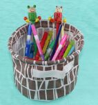 ORGANIZER POJEMNIK KOSZYK PUDEŁKO Z MATERIAŁU NA KLAMERKI KOSMETYKI DROBIAZGI USZTYWNIANY Z USZAMI - 4