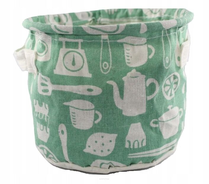 ORGANIZER POJEMNIK KOSZYK PUDEŁKO Z MATERIAŁU NA KLAMERKI KOSMETYKI DROBIAZGI USZTYWNIANY Z USZAMI