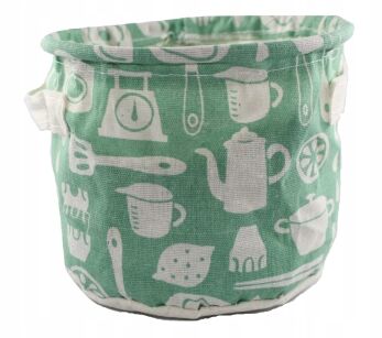 ORGANIZER POJEMNIK KOSZYK PUDEŁKO Z MATERIAŁU NA KLAMERKI KOSMETYKI DROBIAZGI USZTYWNIANY Z USZAMI