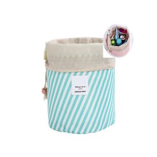 MIĘTOWE PASKI KOSMETYCZKA PODRÓŻNA WOREK NA SZNUREK ORGANIZER NA KOSMETYKI Z KIESZONKAMI I GUMKĄ