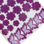 NAKLEJKI ŚCIENNE KWIATY I MOTYLE SAMOPRZYLEPNE DEKORACJE NA MEBLE I ŚCIANY ARKUSZ 60SZT FIOLETOWY - 5