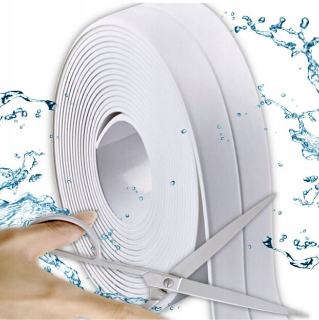 TAŚMA USZCZELNIAJĄCA WODOODPORNA DO WANNY BRODZIKA ZLEWU TOALETY BIAŁA 37mm 320cm