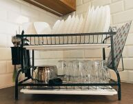 OCIEKACZ SUSZARKA DO NACZYŃ METALOWA DWUPOZIOMOWA NA NACZYNIA TALERZE SZTUĆCE STOJĄCA CZARNA DUŻA XL - 4