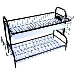 OCIEKACZ SUSZARKA DO NACZYŃ METALOWA DWUPOZIOMOWA NA NACZYNIA TALERZE SZTUĆCE STOJĄCA CZARNA DUŻA XL - 2