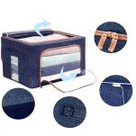GRANATOWY POJEMNIK NA POŚCIEL ORGANIZER NA UBRANIA PUDEŁKO DO PRZECHOWYWANIA 66L - 2