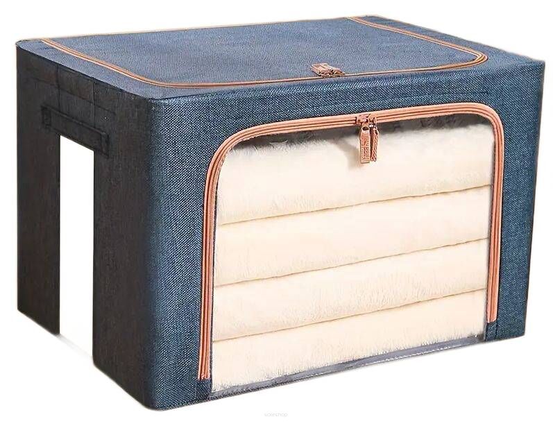 GRANATOWY POJEMNIK NA POŚCIEL ORGANIZER NA UBRANIA PUDEŁKO DO PRZECHOWYWANIA 66L