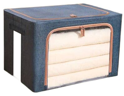 GRANATOWY POJEMNIK NA POŚCIEL ORGANIZER NA UBRANIA PUDEŁKO DO PRZECHOWYWANIA 66L