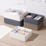 SZARY MAŁY ORGANIZER NA BIURKO SZAFKĘ POJEMNIK PUDEŁKO WKŁAD DO SZUFLADY NA KOSMETYKI KREDKI PRZYBORY - 3