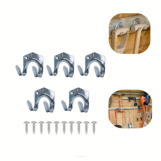 WIESZAK ŚCIENNY WIESZAKI UCHWYT HAK NA NARZĘDZIA OGRODOWE OGRODNICZE MIOTŁY GRABIE ORGANIZER 5 SZTUK