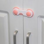 RÓŻOWE ZABEZPIECZENIA DO SZAFEK DRZWICZEK BLOKADY DO SZUFLAD MEBLI PRZED DZIEĆMI ZATRZASK ZAPADKA 10SZT - 3