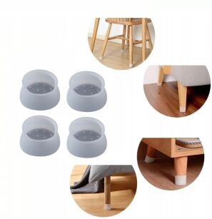 NAKŁADKI NA NOGI KRZESŁA OSŁONKI PODKŁADKI GUMOWE POD MEBLE OCHRONNE SKARPETKI ZESTAW SZARE 4 SZT