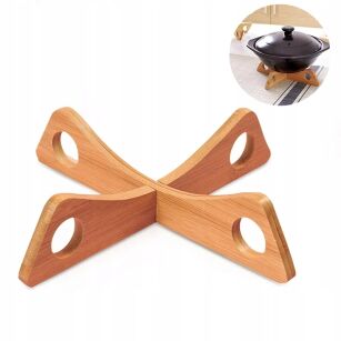 DREWNIANA EKO PODSTAWKA PODKŁADKA KUCHENNA POD GORĄCY GARNEK PATELNIĘ WOK