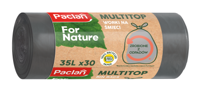 PACLAN FOR NATURE WORKI NA ŚMIECI 35 LITRÓW 30 SZTUK Z RECYKLINGU WIĄZANE BIODEGRADOWALNE EKOLOGICZNE