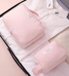 SZARY ZESTAW 2SZT KOSMETYCZKA DAMSKA PODRÓŻNA PODRĘCZNA ORGANIZER NA KOSMETYKI DO WALIZKI SAMOLOTU - 9