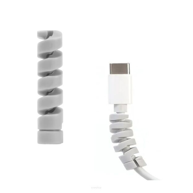 ZABEZPIECZENIE OSŁONA KABLA PRZEWODU ŁADOWARKI USB SPIRALA SZARA