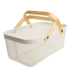 KOSZ NA ZAKUPY KOSZYK NA OWOCE WARZYWA GRZYBY ZABAWKI METALOWY POJEMNY DUŻY AŻUROWY Z SIATKI BIAŁY ORGANIZER DO SPIŻARNI - 2