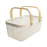 KOSZ NA ZAKUPY KOSZYK NA OWOCE WARZYWA GRZYBY ZABAWKI METALOWY POJEMNY DUŻY AŻUROWY Z SIATKI BIAŁY ORGANIZER DO SPIŻARNI - 3