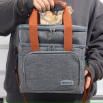 SZARA TORBA TERMICZNA IZOLACYJNA PLAŻOWA TURYSTYCZNA BOX NA LUNCH JEDZENIE PIKNIK TERMOIZOLACYJNA NA RAMIĘ - 6