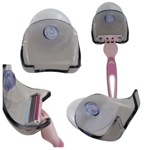 CZARNY UCHWYT WIESZAK ŁAZIENKOW NA MASZYNKĘ DO GOLENIA GOLARKĘ Y NA PRZYSSAWKĘ BEZ WIERCENIA